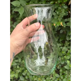 Photo of Vintage Green-Tinted Hand-Blown Glass Rose Vase