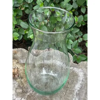 Photo of Vintage Green-Tinted Hand-Blown Glass Rose Vase