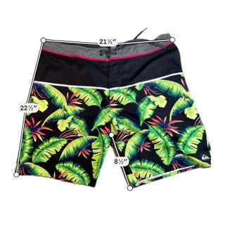 Photo of Quiksilver Boardshorts Mens 40 Tropical Floral Swim Trunks Black Neon Surf