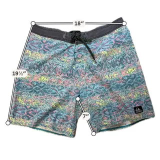 Photo of Quiksilver Highline Board Shorts Mens 36 Blue Pink Abstract Surf Swim 19"