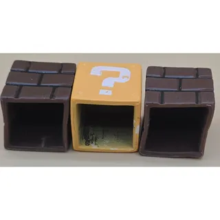 Photo of Nintendo Mario Question With Red Mushroom and Brick Blocks 1” Cake Toppers
