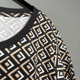 Photo of Collection L T-Shirt Dress Black & Tan Geometric Casual - Women's Plus Size 14