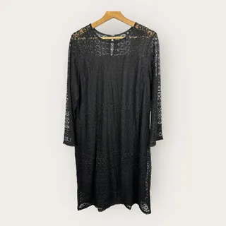 Photo of Garnet Hill Womens 14 Black Lace Crochet Long Sleeve Dress Whimsigoth Boho
