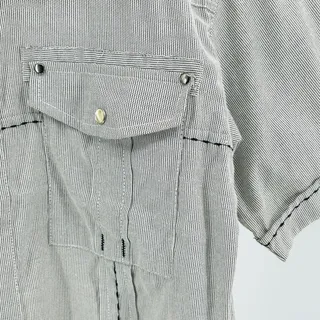 Photo of Y2K Franky Max Cotton Grey Utility Stitch Button Down Workwear Shirt