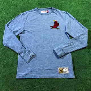 Photo of Mitchell & Ness St Louis Cardinals Men’s Small S Long Sleeve Shirt Blue Slub