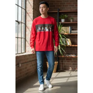 Photo of Red Long Sleeve T-Shirt with graph print in the middle Size Medium