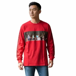Photo of Red Long Sleeve T-Shirt with graph print in the middle Size Medium