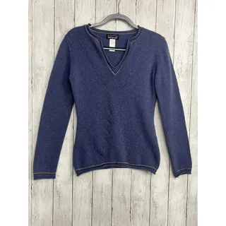 Photo of Patagonia 100% Lambswool V-Neck Sweater M Purple Striped Tipped Trim Y2K Preppy