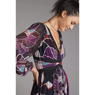 Photo of New Anthropologie Let Me Be Floral Midi Dress $198 SMALL Black Motif