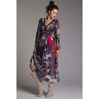 Photo of New Anthropologie Let Me Be Floral Midi Dress $198 SMALL Black Motif