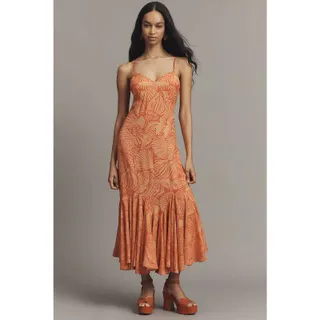Photo of New Anthropologie Conditions Apply Ellianna Ruffled Slip Maxi Dress $188 X-LARGE