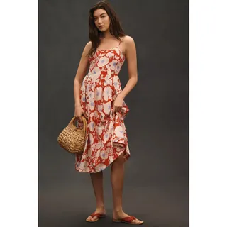 Photo of New Anthropologie Maeve Sleeveless Square-Neck Drop-Waist Midi Dress $178 SMALL