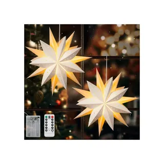 Photo of Title Lewondr 2 Pack Christmas Paper Star Lanterns Light Remote Warm White