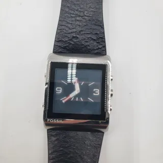 Photo of Fossil JR-9454 Mens Square Analog Stainless Steel Watch Black Leather Band 50m