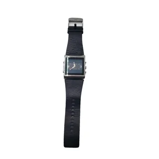 Photo of Fossil JR-9454 Mens Square Analog Stainless Steel Watch Black Leather Band 50m