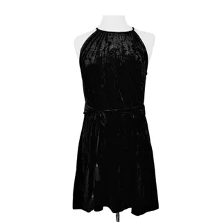 Photo of Lysse Black Velvet Tassel Tie Sleeveless Dress Small NWT