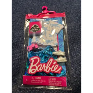 Photo of Barbie Fashions Jurassic World Doll Clothes Blue Dinosaur Shirt Shorts GWB07
