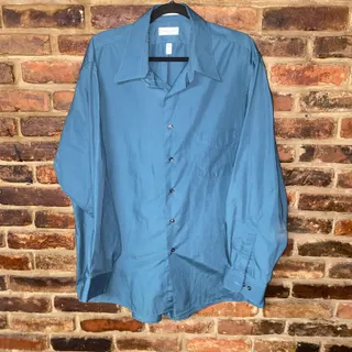 Photo of Van Heusen Teal Blue Wrinkle Free Long Sleeve Button Down Shirt Men's Size XL