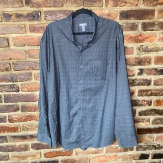 Photo of Van Heusen Gray Plaid Long Sleeve Button Down Flex Shirt Men's Size XXL 18-18.5