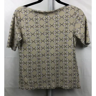Photo of Charter Club Top Women XS Taupe Geo 100% Pima Cotton Stretch Boat Neck Short Slv