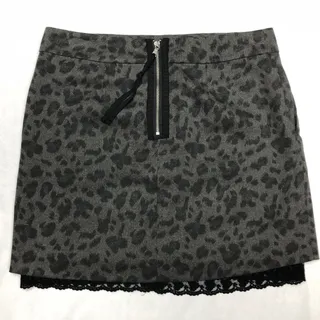 Photo of Jessica Simpson Skirt Women 2 Grey Animal Print Exposed Zipper Cindy Pocket Lace