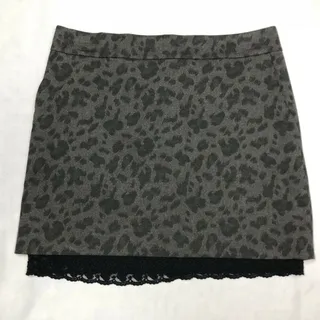 Photo of Jessica Simpson Skirt Women 2 Grey Animal Print Exposed Zipper Cindy Pocket Lace
