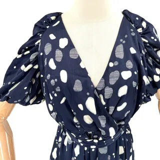 Photo of Ted Baker London Steviee Navy Polka Dot Puff Sleeve Wrap Mini Dress