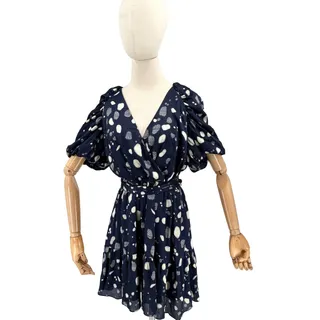 Photo of Ted Baker London Steviee Navy Polka Dot Puff Sleeve Wrap Mini Dress