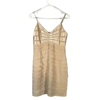 Photo of Eliza J Nude Tiered Sleeveless Cocktail Mini Dress Women Sz 6P