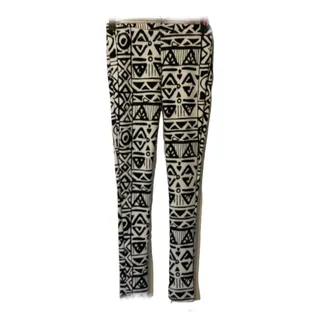 Photo of Yoyo 5 Black White Aztec Mixed Print Skinny Ankle Leggings Women Sz M