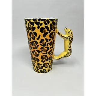 Photo of WORLD MARKET Vintage Hand Painted Leopard Cat Figural Mug Cup