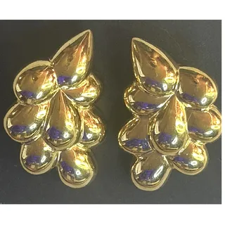 Photo of Trifari Crown Signed Gold Tone Clip‑On Earrings Vintage Mid‑Century Elegant