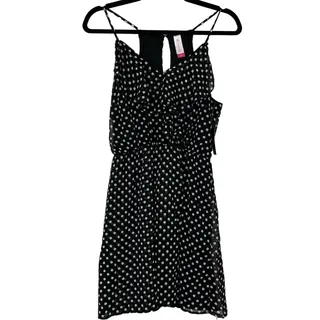 Photo of No Boundaries Ruffle Black White Polka Dot Flowy Wrap Dress 7-9 Juniors