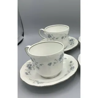 Photo of Vintage Johann Haviland Blue Garland Cups and Saucers Set of 2