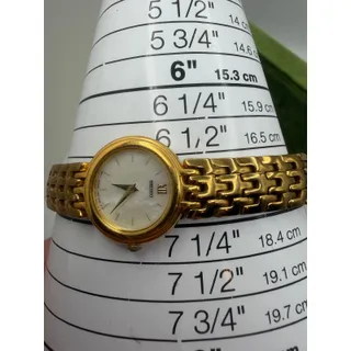 Photo of Vintage 1990s Gold-Plated Ladies' Seiko Watch with Round Mother of Pearl Dial