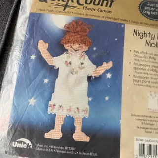 Photo of Nighty Night Dress-Up Molly Vintage Needlepoint Doll Kit by Quick Count - 1990s