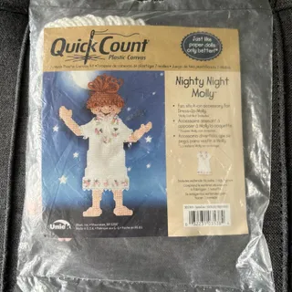 Photo of Nighty Night Dress-Up Molly Vintage Needlepoint Doll Kit by Quick Count - 1990s