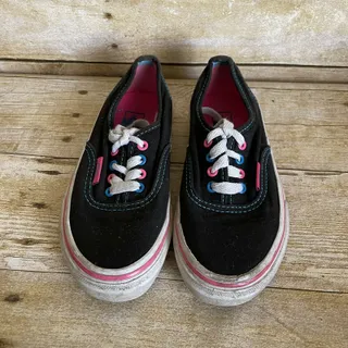 Photo of Vans Authentic Pop Eyelets Kid’s Sneakers - Size 11 - Black, Pink & Blue Shoes