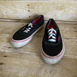 Photo of Vans Authentic Pop Eyelets Kid’s Sneakers - Size 11 - Black, Pink & Blue Shoes