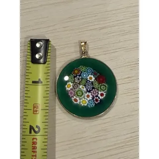 Photo of 1960s AMV Italian Millefiori Art Glass Pendant Green