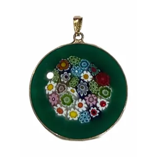 Photo of 1960s AMV Italian Millefiori Art Glass Pendant Green