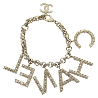 Photo of Chanel Logo Bracelet Metal Champagne Gold CC