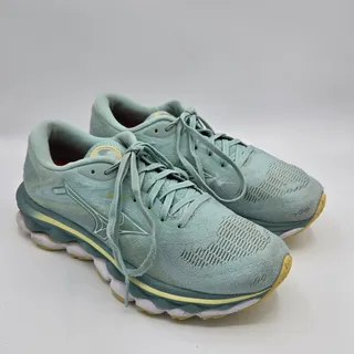 Photo of Mizuno Wave Sky 7 Women's Size 7.5 Running Pastel Eggshell Blue Yellow