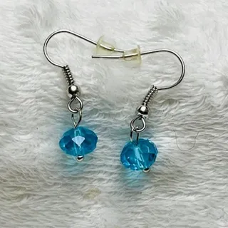 Photo of Vintage Turquoise Swaroski Crystal Sterling Silver Drop Earrings-EXCELLENT