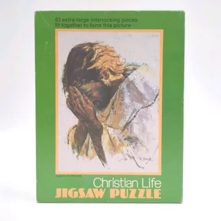 Photo of VTG Rare Concordia Christian Life Head Of Christ Jesus 63 Pcs Puzzle Complete