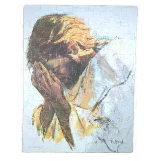 Photo of VTG Rare Concordia Christian Life Head Of Christ Jesus 63 Pcs Puzzle Complete