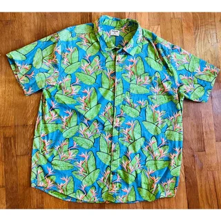 Photo of Hurley XXL Lido Stretch Shirt Bird of Paradise Tropical Hawaiian Floral Blue