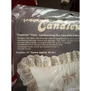 Photo of Paragon Candlewick Plus Pillow Embroidery Kit "Grapevine" Finished 14" Square