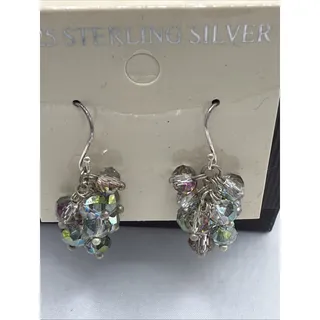 Photo of Aurora Borealis AB Crystal's Dangle Drop Earrings 925 Sterling Silver