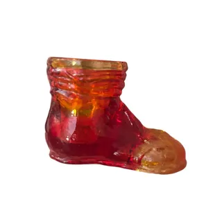 Photo of Vintage Amberina Glass Boot|Red Orange Gradient Toothpick Holder